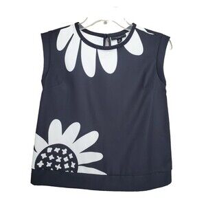 Victoria Beckham for Target Girls Sleeveless Daisy Print Black Top Size XL